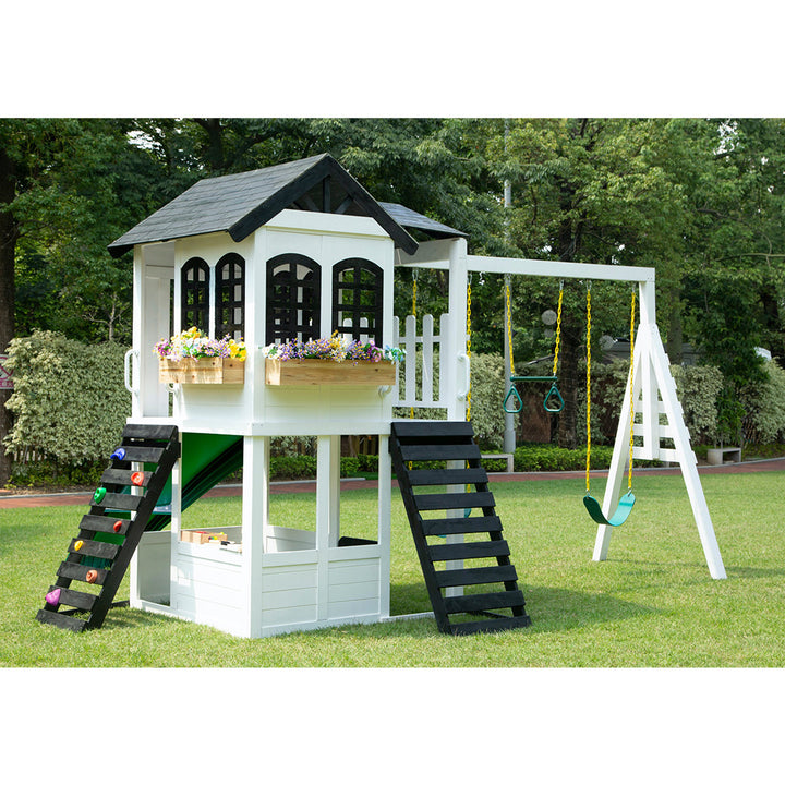 Reign Two Story Playhouse + Swing Attachment Bundle