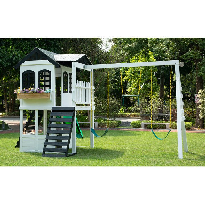 Reign Two Story Playhouse + Swing Attachment Bundle