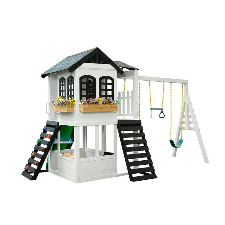 Reign Two Story Playhouse + Swing Attachment Bundle