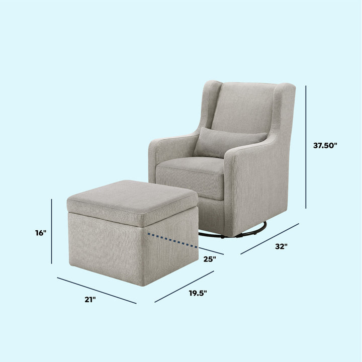 Adrian Swivel Glider With Storage Ottoman