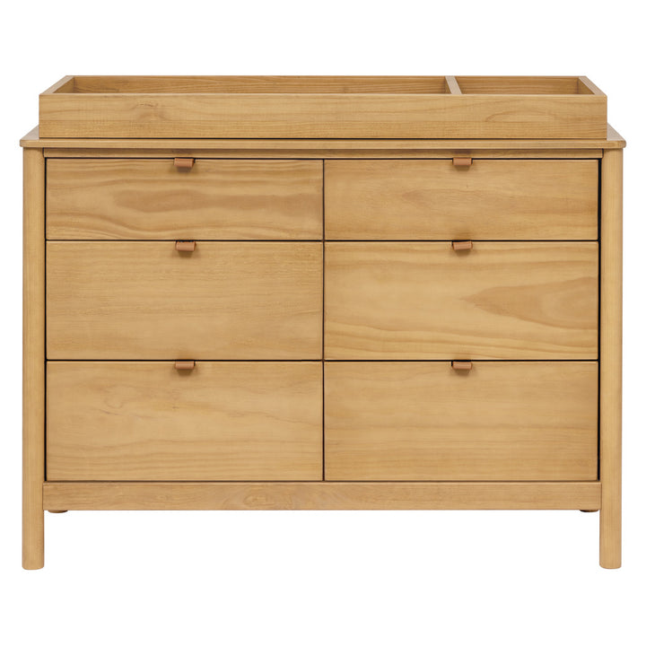 Front view of Babyletto Bondi 6-Drawer Dresser with changing tray in -- Color_Honey