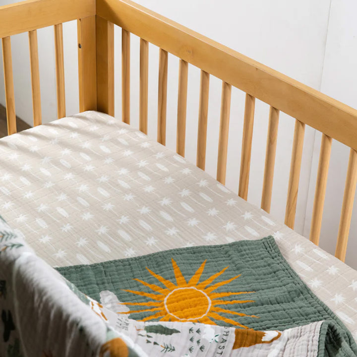 Crib Sheet In GOTS Certified Organic Muslin Cotton