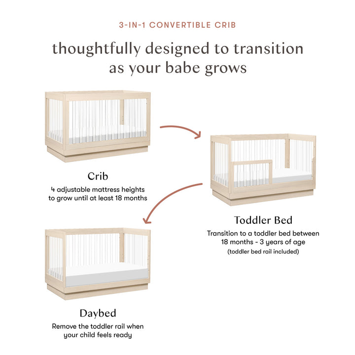 Harlow 3-in-1 Convertible Crib with Toddler Bed Conversion Kit