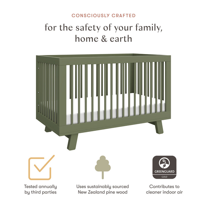 Hudson 3-in-1 Convertible Crib + Toddler Rail