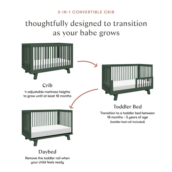 Hudson 3-in-1 Convertible Crib + Toddler Rail