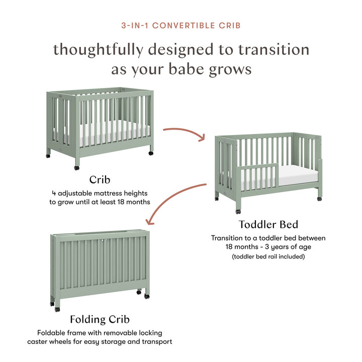 Maki Full-Size Folding Crib + Conversion Kit