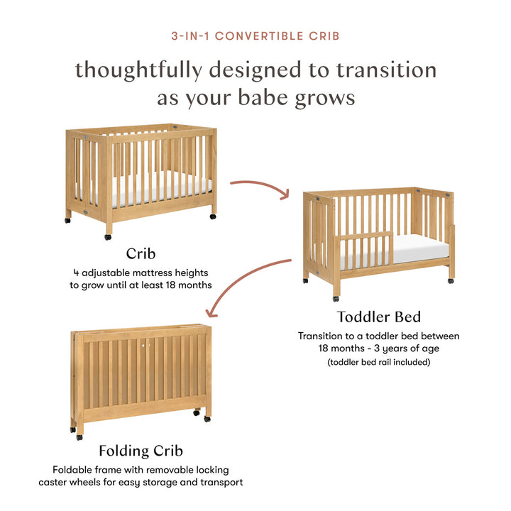 Maki Full-Size Folding Crib + Conversion Kit