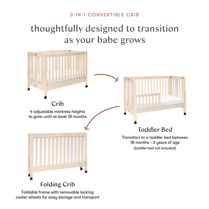 Maki Full-Size Folding Crib + Conversion Kit