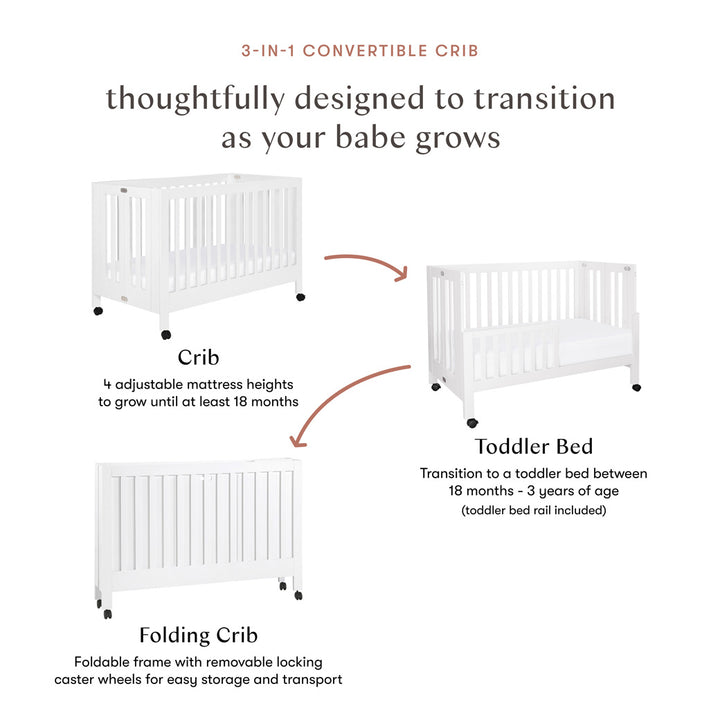 Maki Full-Size Folding Crib + Conversion Kit