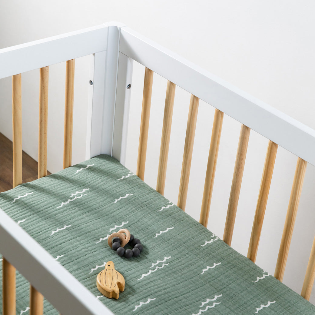 Babyletto Mini Crib Sheet In GOTS Certified Organic Muslin Cotton Modern Nursery