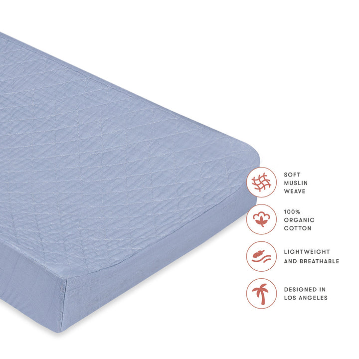 Quilted Changing Pad Cover In GOTS Certified Organic Muslin Cotton