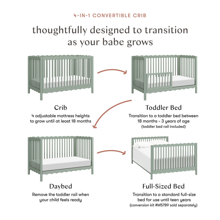 Swell 4-in-1 Convertible Crib with Toddler Bed Conversion Kit