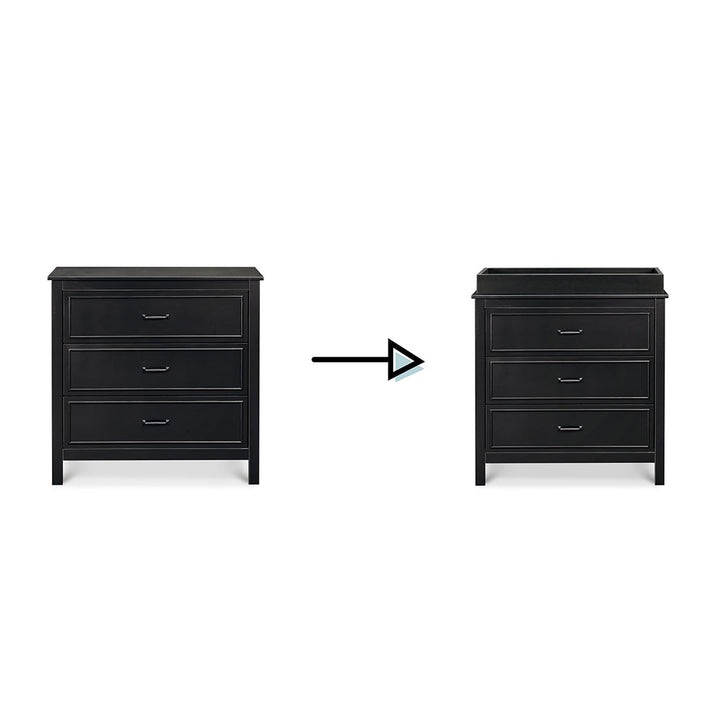 Conversion of The DaVinci Charlie 3-Drawer Dresser in -- Color_Ebony