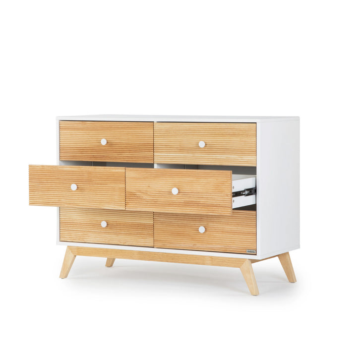 Dadada Merry 6-Drawer Dresser with middle drawers open  in -- Color_White/Natural