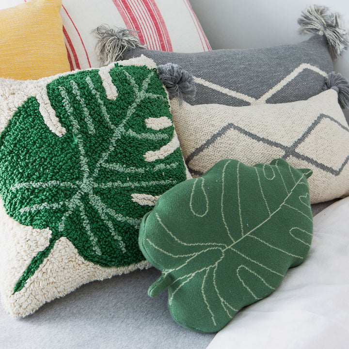 Baby Leaf Knitted Cushion