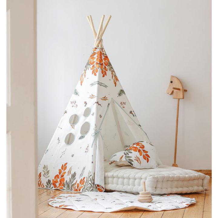 Teepee Tent with Pattern and Mat Set