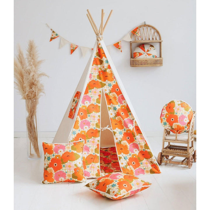 Teepee Tent with Pattern and Mat Set