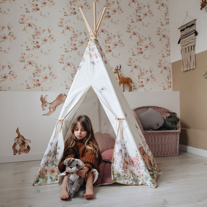 Teepee Tent with Pattern and Mat Set