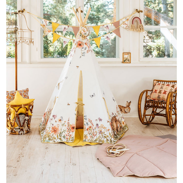 Teepee Tent with Pattern and Mat Set