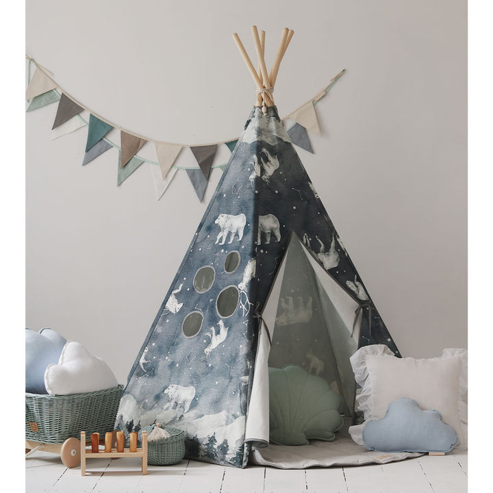 Teepee Tent with Pattern and Mat Set