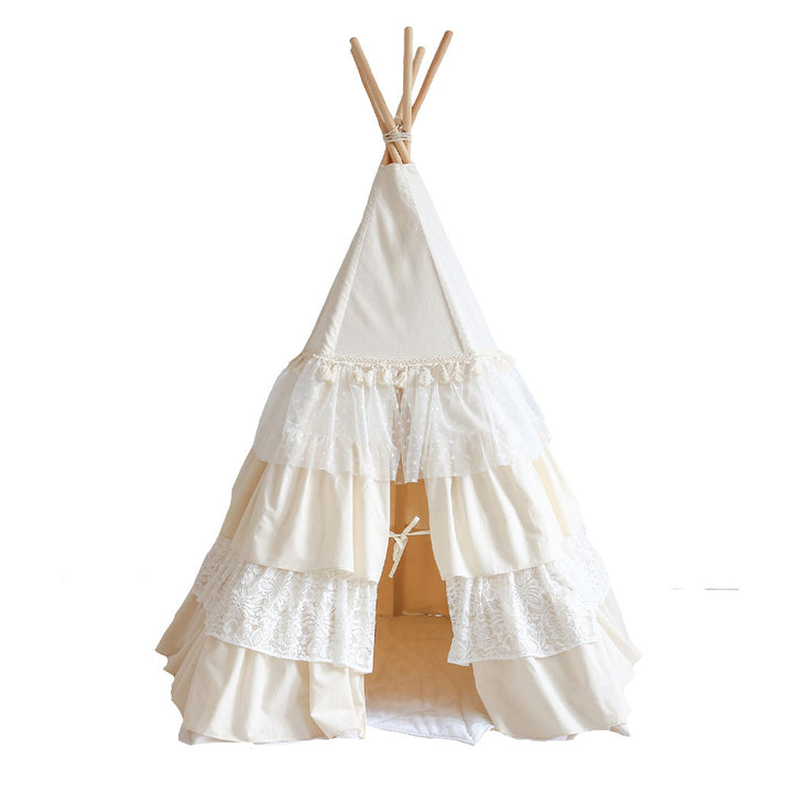 Teepee Tent with Frills and Mat Set