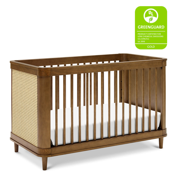 The Namesake Marin 3-in-1 Convertible Crib with GREENGUARD Gold tag  in -- Color_Natural Walnut with Blonde Cane