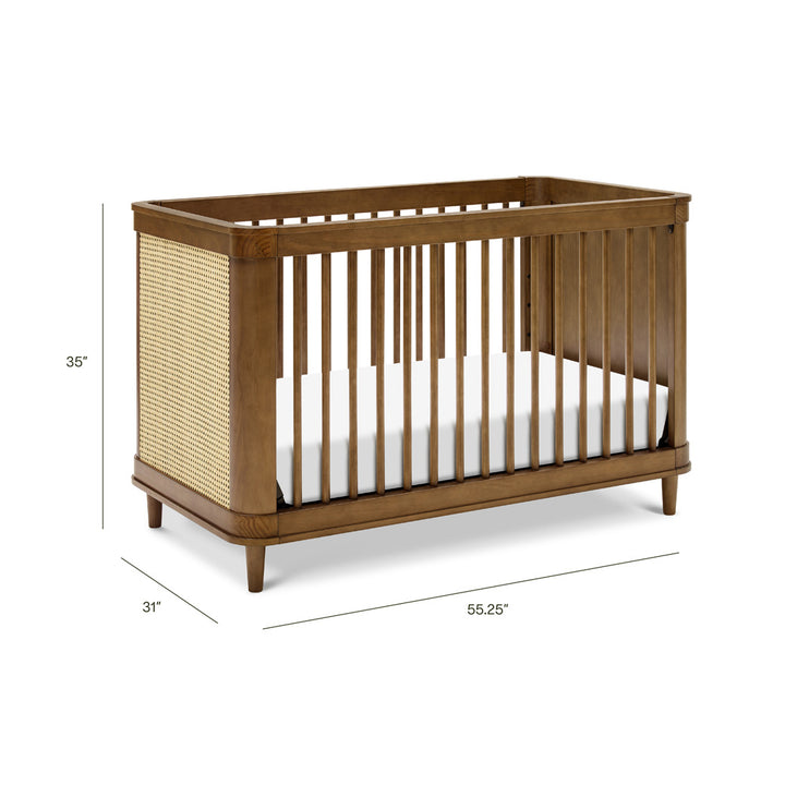 Dimensions of The Namesake Marin 3-in-1 Convertible Crib in -- Color_Natural Walnut with Blonde Cane