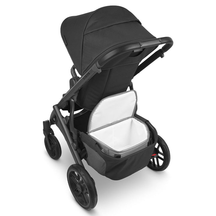 Open UPPAbaby Bevvy Stroller Basket Cooler in UPPAbaby Vista V2 Stroller