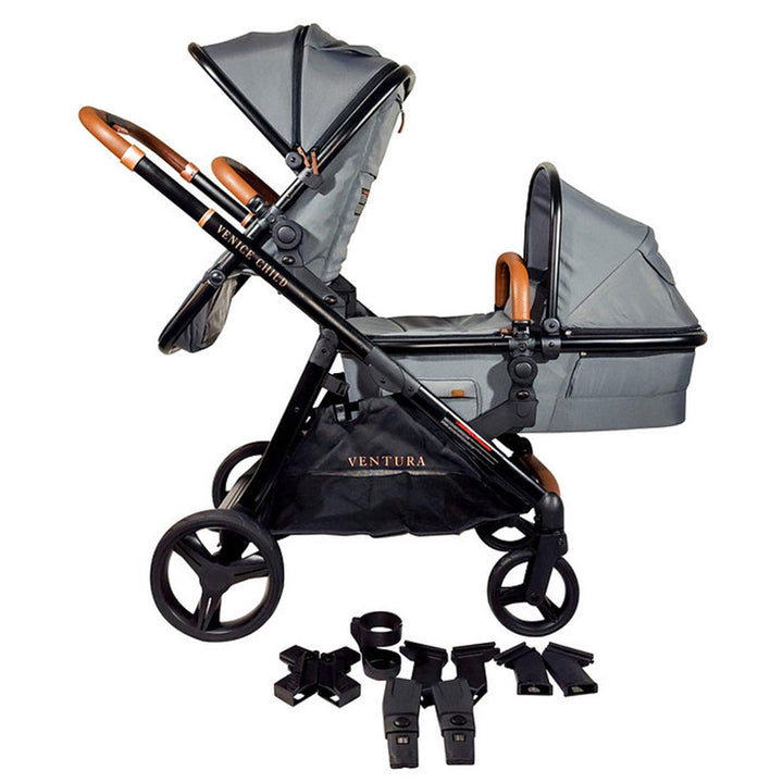 Ventura Single to Double Sit-and-Stand Stroller & Bassinet