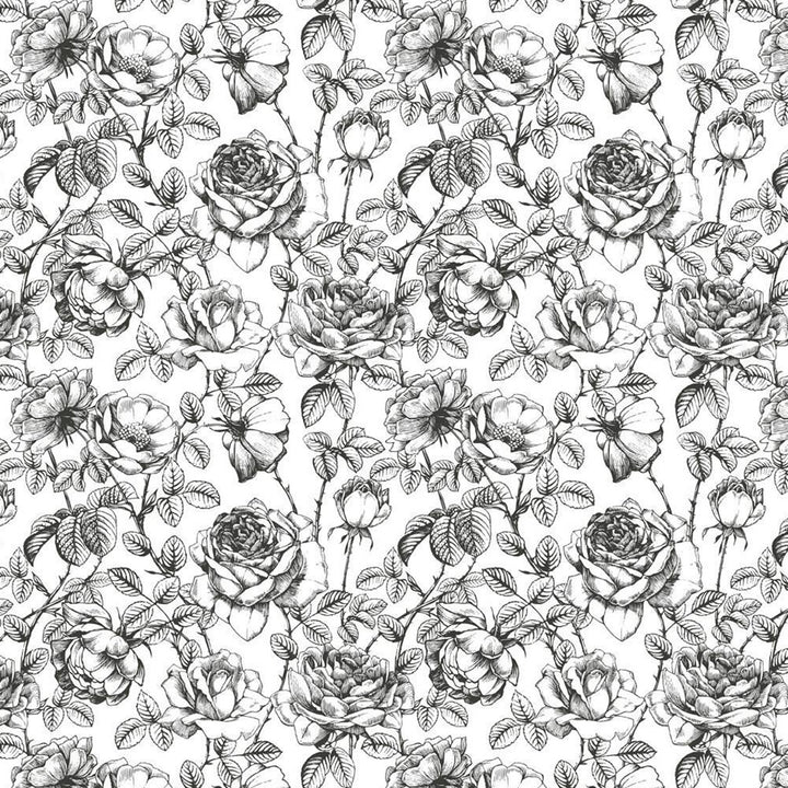 Black and White Floral Mural