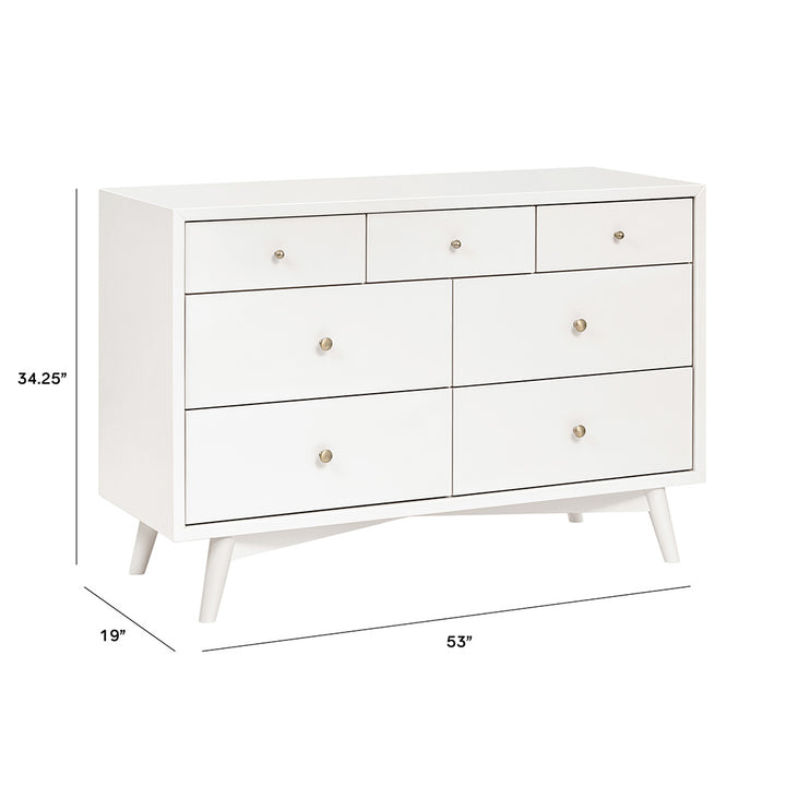 Dimensions of Babyletto's Palma 7-Drawer Assembled Double Dresser in -- Color_Warm White