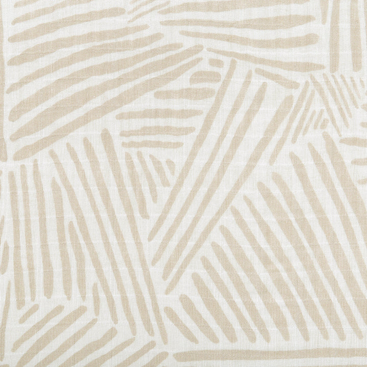 Closeup of the material of Babyletto's Quilt In 3-Layer GOTS Certified Organic Muslin Cotton in -- Color_Oat Stripe