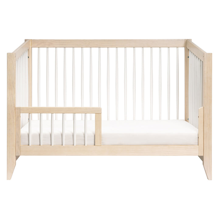 Front view of Babyletto's Sprout 4-in-1 Convertible Crib as toddler bed  in -- Color_Washed Natural / White