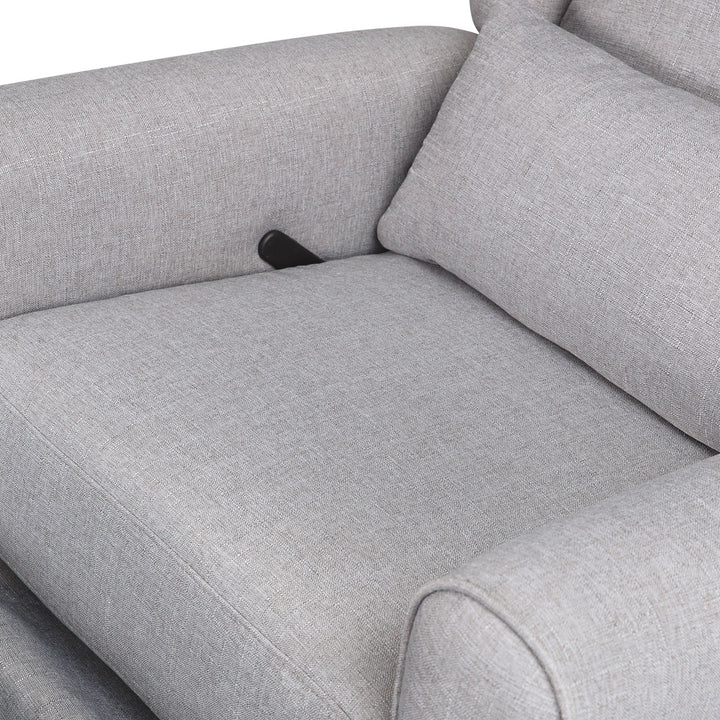 Closeup of seat of DaVinci Hayden Recliner & Swivel Glider in -- Color_Misty Grey