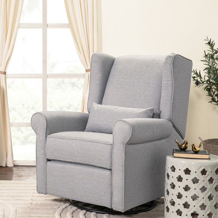 DaVinci Hayden Recliner & Swivel Glider next to a window in -- Color_Misty Grey