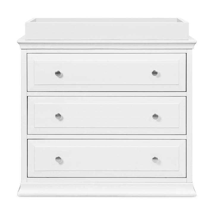 Front view of DaVinci's Signature 3-Drawer Dresser with tray in -- Color_White