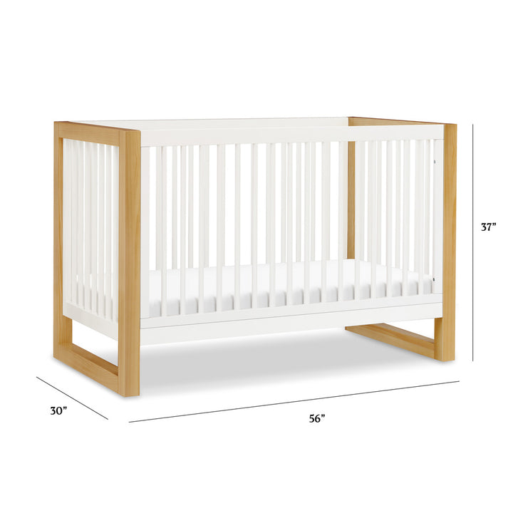 Dimensions of Namesake's Nantucket 3-in-1 Convertible Crib in -- Color_Warm White/Honey