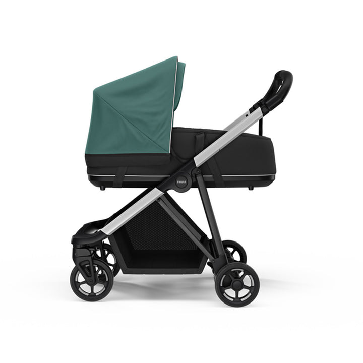 Thule Shine Bassinet on the Thule Shine Stroller in Mallard Green