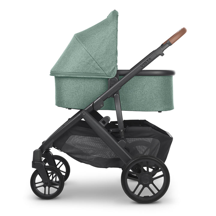 Side view of reversed bassinet on UPPAbaby VISTA V2 Stroller in -- Color_Gwen