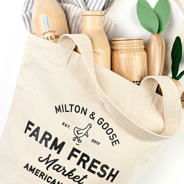 Closeup view of Milton & Goose Market Tote in -- Color_Cream