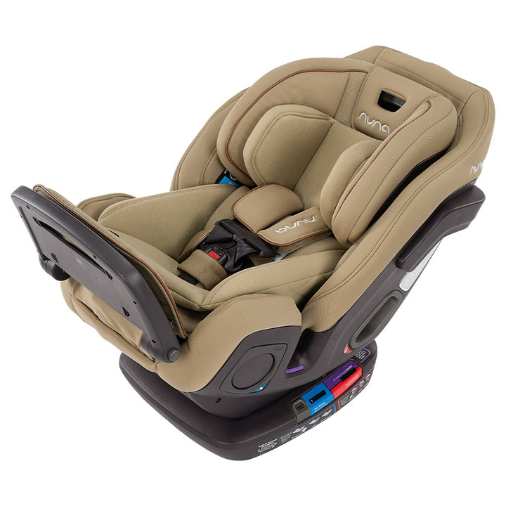 Angled side view of Nuna EXEC Car Seat in Color_Oak